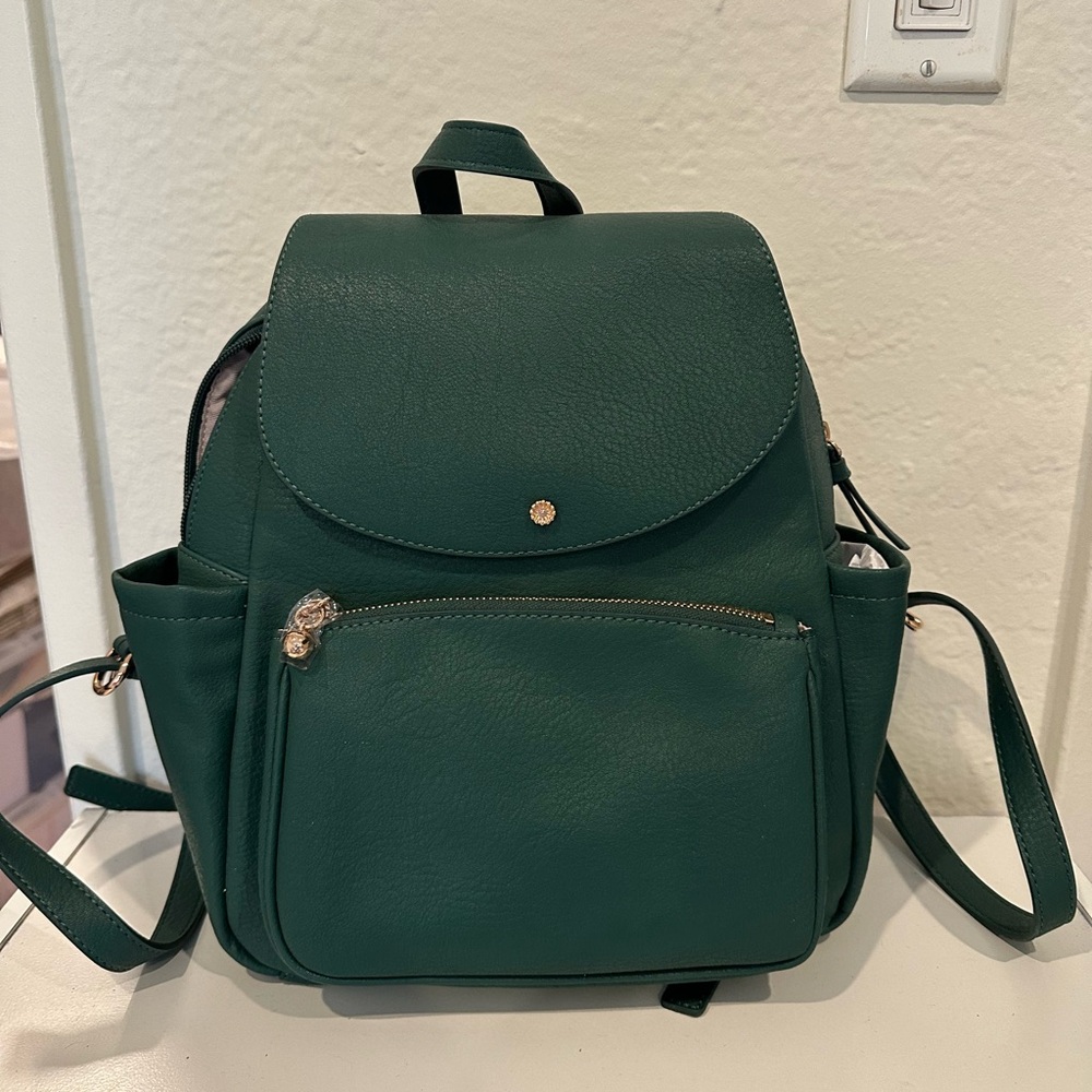 NWT Green Vegan Leather Backpack